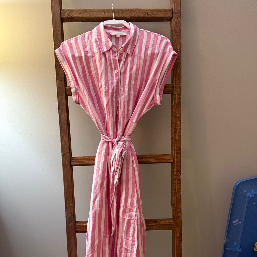 Loft Pink & White dress, size S